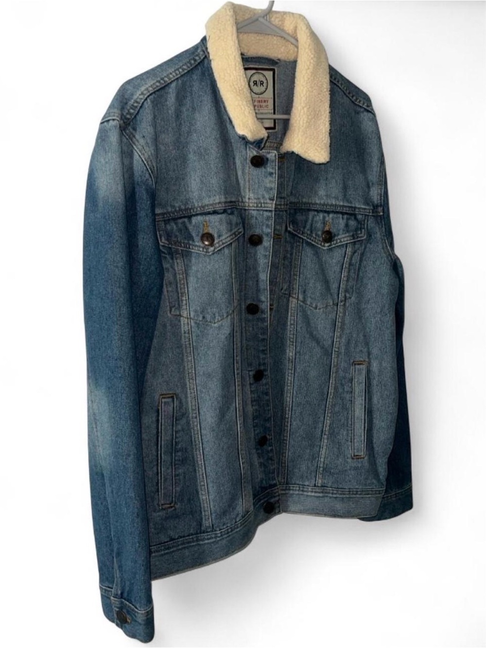 Men's Denim Sherpa Collar Jacket in Blue by R|R